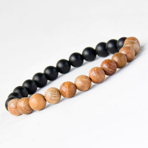 Natural Wood Beads Bracelets Black Matte Onyx