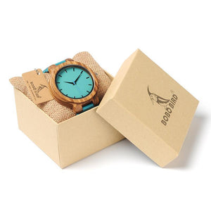 BOBO BIRD Leather Strap Wooden Watches for Men and Women